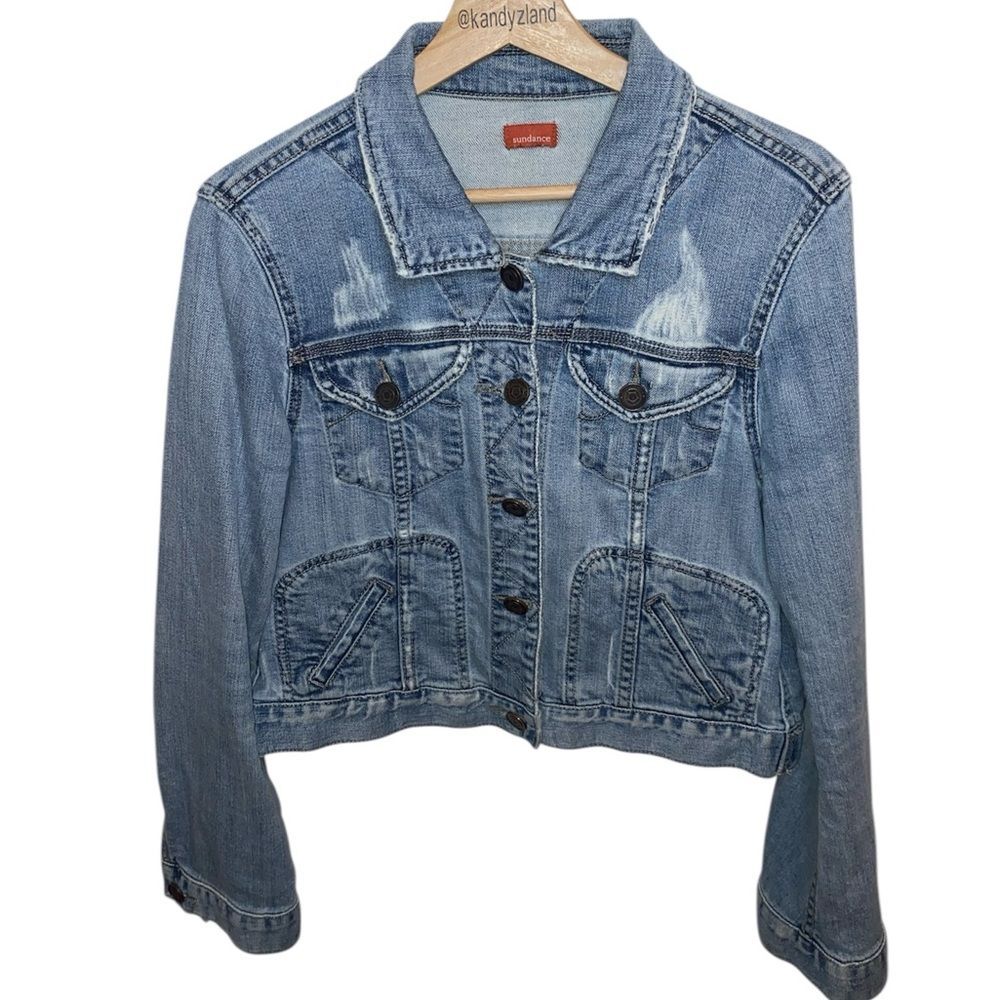 SUNDANCE Distressed Denim Women’s Jean Jacket S/M